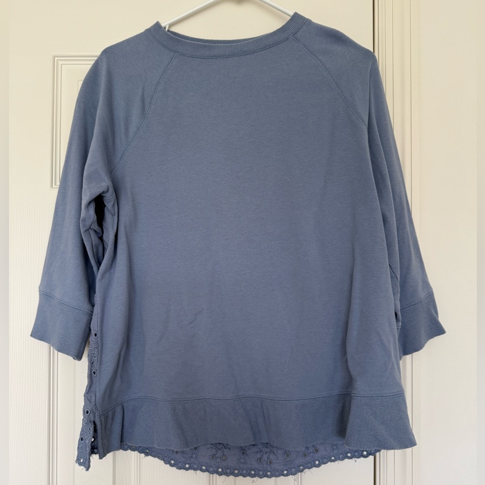 Matilda Jane - Blue 3/4 Sleeve Top with Lace Hem